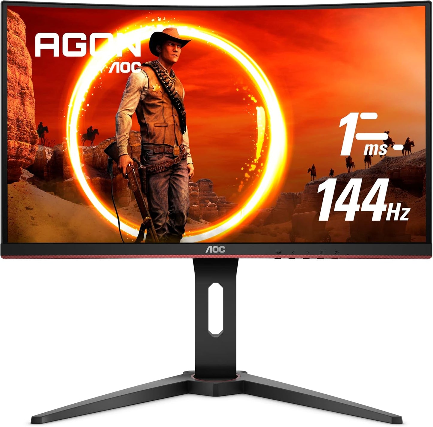 C24G1 24-Inch Curved Frameless Gaming Monitor - FHD 1080P, 1500R VA Panel, 1ms Response Time, 144Hz Refresh Rate, FreeSync, Height Adjustable, VESA Compatible, 3-Year Zero Dead Pixels Warranty - Black