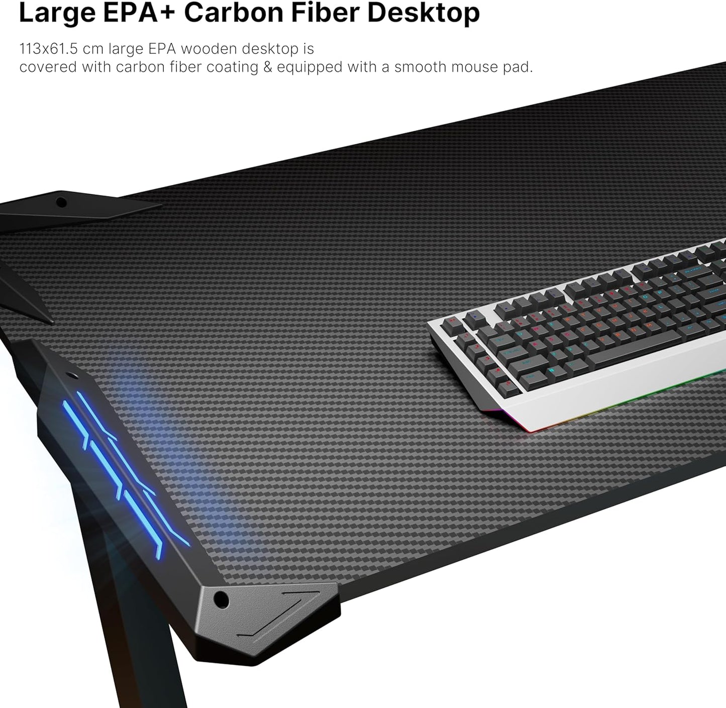 Gaming Desk with LED Lights Home Office RGB Table, Small Gaming Desk, Computer Table, Black