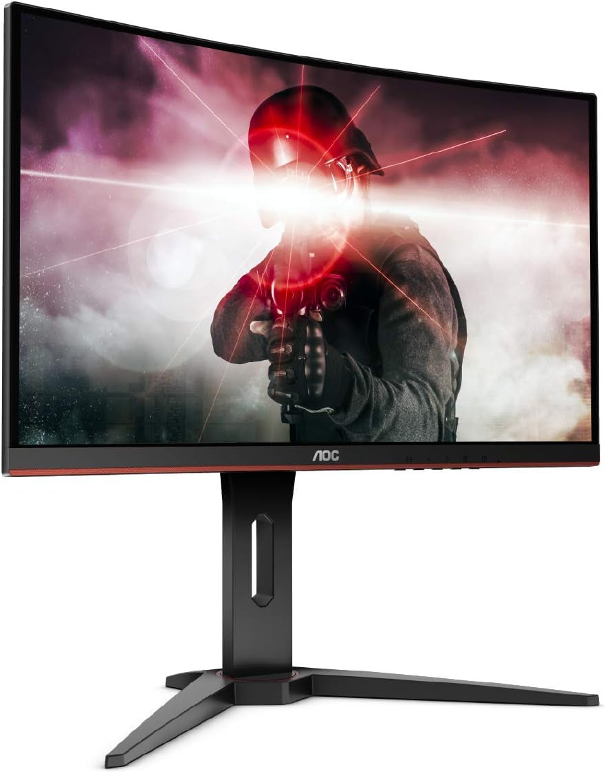 C24G1 24-Inch Curved Frameless Gaming Monitor - FHD 1080P, 1500R VA Panel, 1ms Response Time, 144Hz Refresh Rate, FreeSync, Height Adjustable, VESA Compatible, 3-Year Zero Dead Pixels Warranty - Black