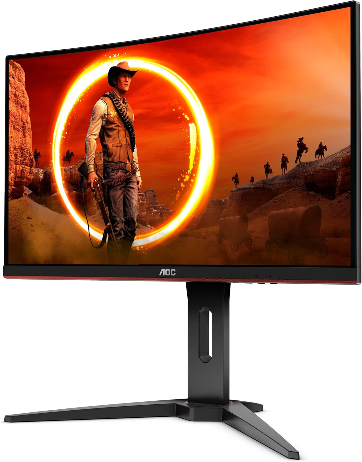 C24G1 24-Inch Curved Frameless Gaming Monitor - FHD 1080P, 1500R VA Panel, 1ms Response Time, 144Hz Refresh Rate, FreeSync, Height Adjustable, VESA Compatible, 3-Year Zero Dead Pixels Warranty - Black