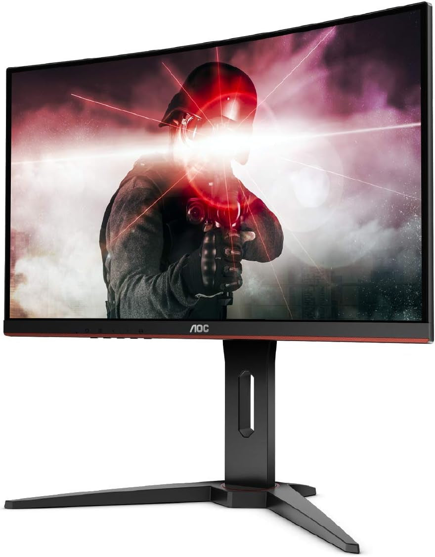 C24G1 24-Inch Curved Frameless Gaming Monitor - FHD 1080P, 1500R VA Panel, 1ms Response Time, 144Hz Refresh Rate, FreeSync, Height Adjustable, VESA Compatible, 3-Year Zero Dead Pixels Warranty - Black